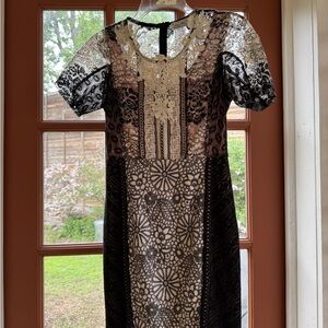 Anthropologie Byron Lars Black Sheath Dress with Puff Sleeves